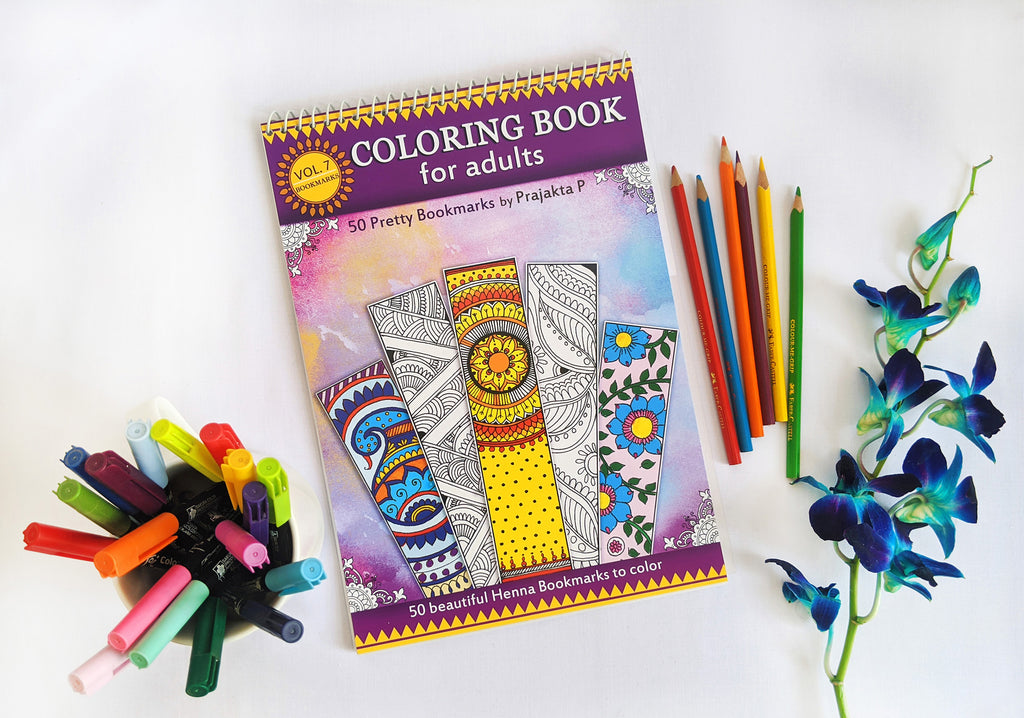 Bookmarks Adult Coloring book by Prajakta P, 50 beautiful bookmarks to colour