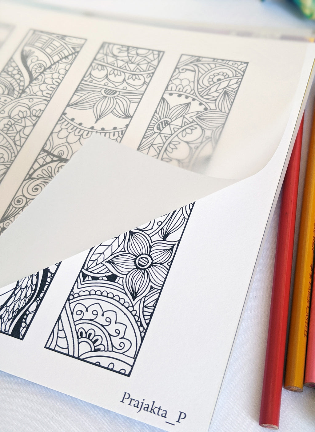 Bookmarks Adult Coloring book by Prajakta P, 50 beautiful bookmarks to colour