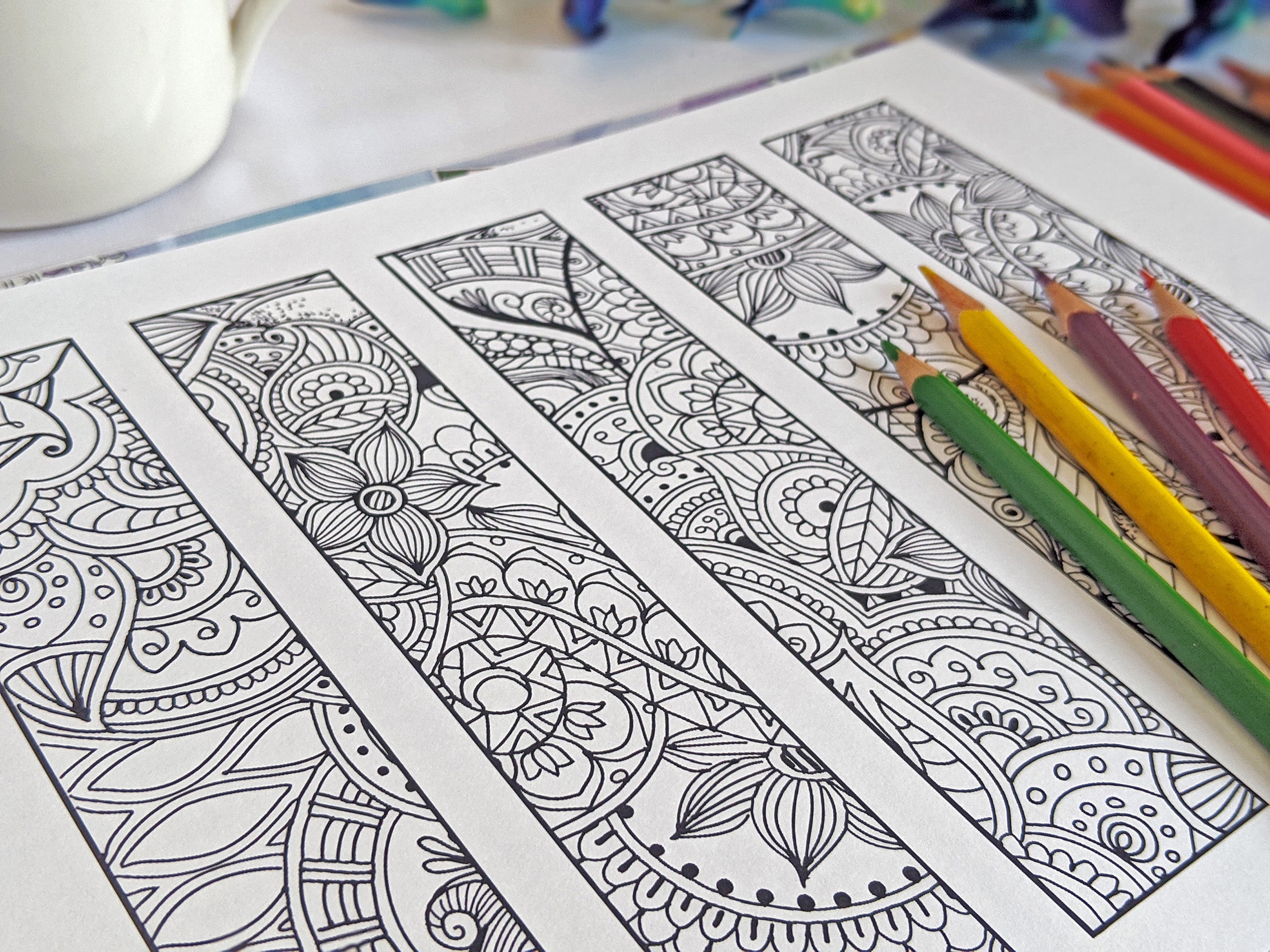 Bookmarks Adult Coloring book by Prajakta P, 50 beautiful bookmarks to colour