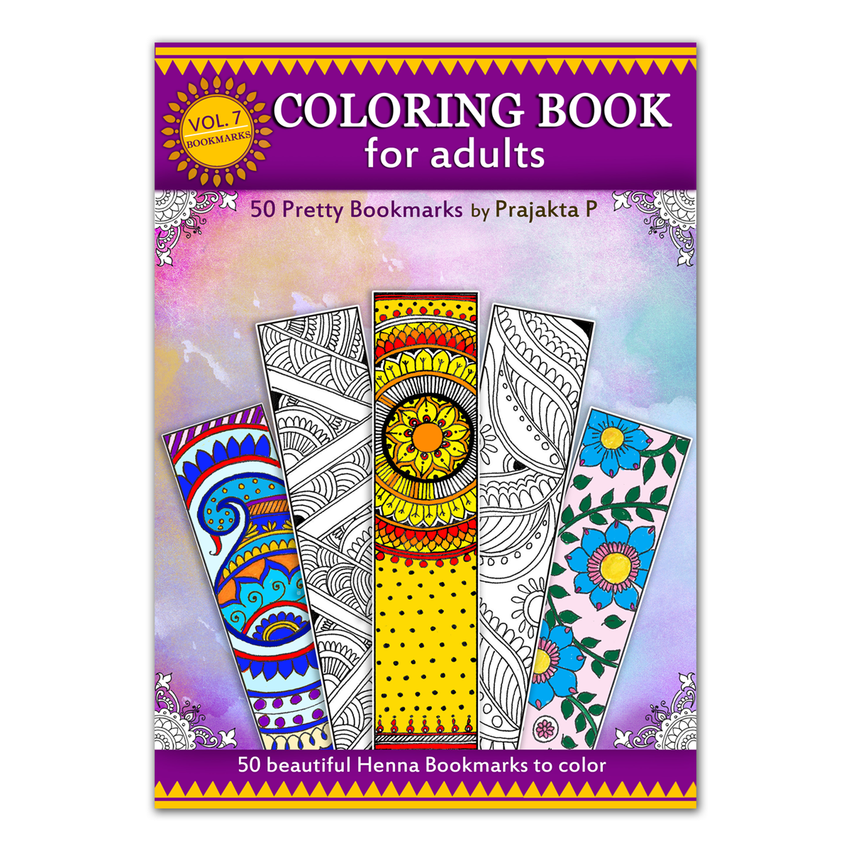 Bookmarks Adult Coloring book by Prajakta P, 50 beautiful bookmarks to colour