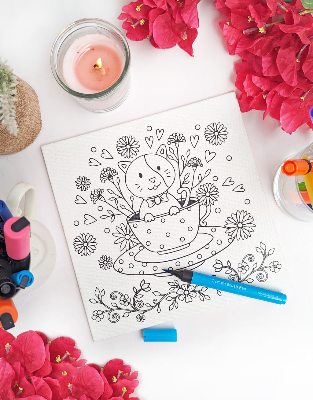 Cat Coloring canvas