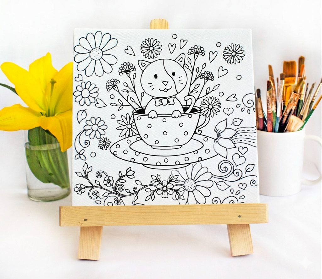 Cat Coloring canvas