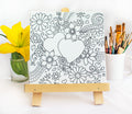 Twin Hearts Floral Coloring Canvas Board - Personalized Couple Coloring Canvas